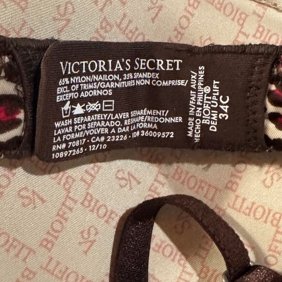 Victoria’s Secret SZ 34C Biofit Demi Uplift Bra Leopard Print Push-Up Adjustable - Picture 7 of 8